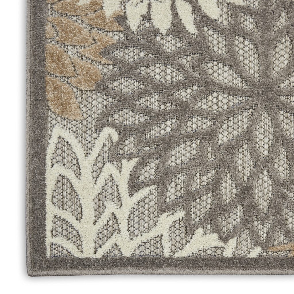 10′ Gray and Ivory Indoor Outdoor Area Rug