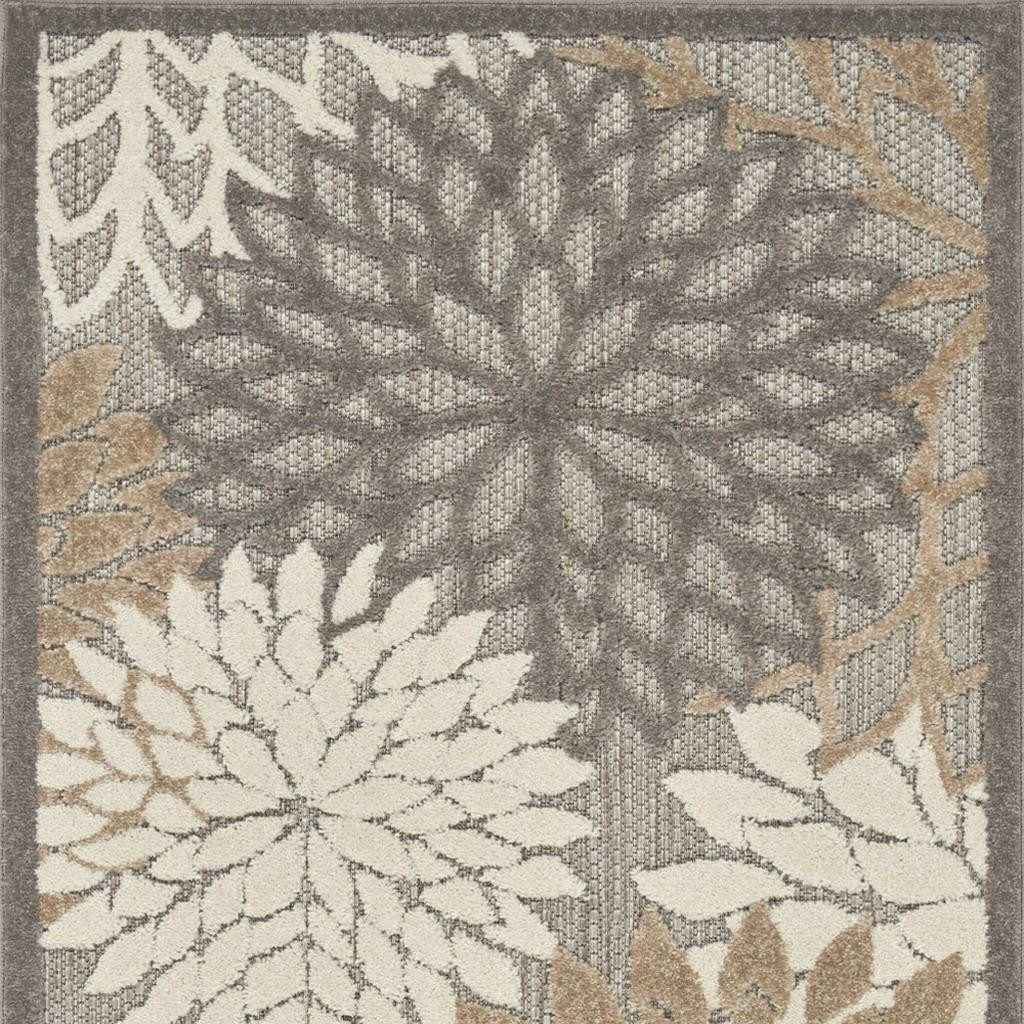 3′ X 4′ Gray Ivory Floral Indoor Outdoor Area Rug