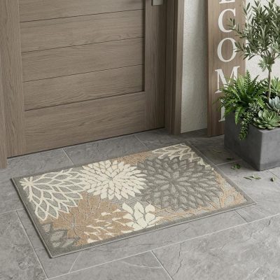 3′ X 4′ Gray Ivory Floral Indoor Outdoor Area Rug