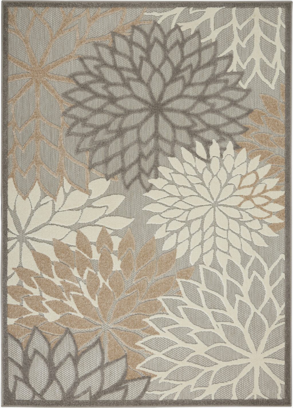 4′ X 6′ Gray and Ivory Indoor Outdoor Area Rug