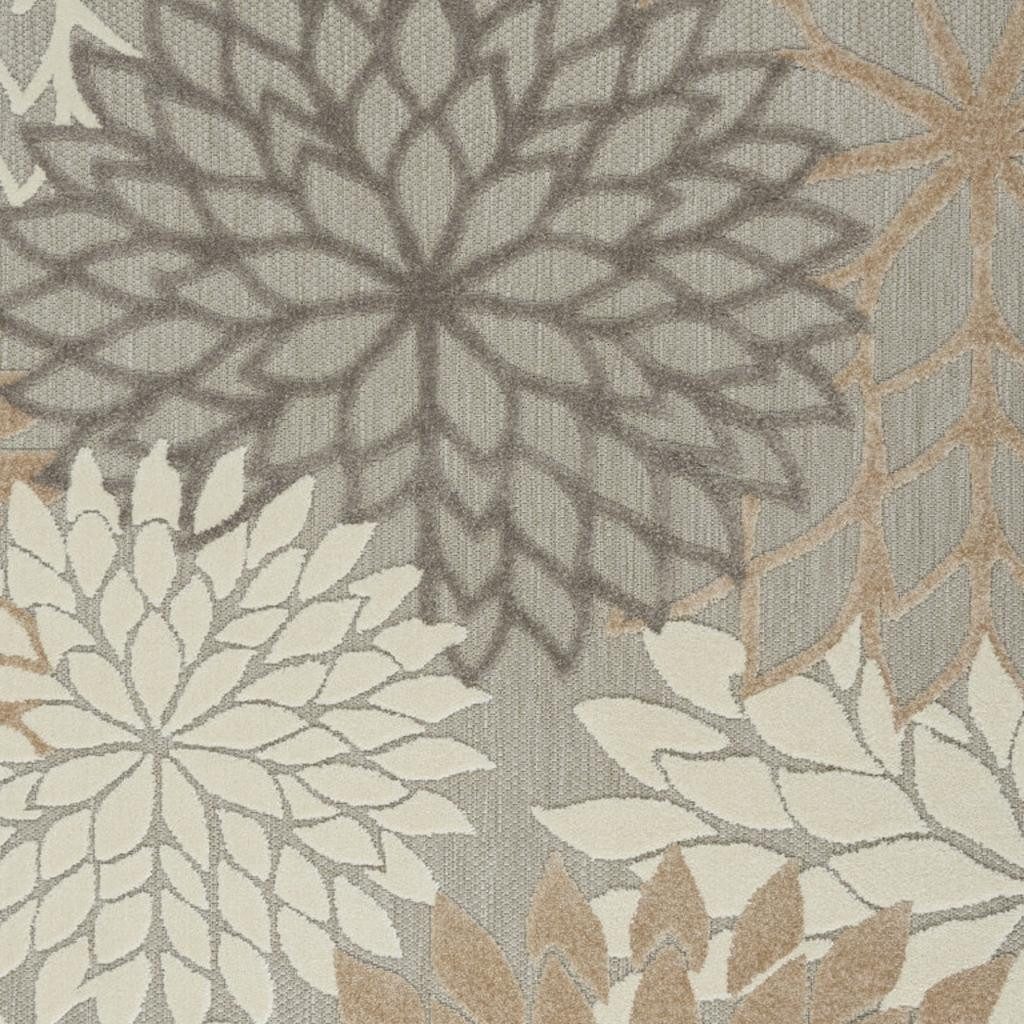 5′ X 8′ Gray and Ivory Floral Indoor-Outdoor Area Rug