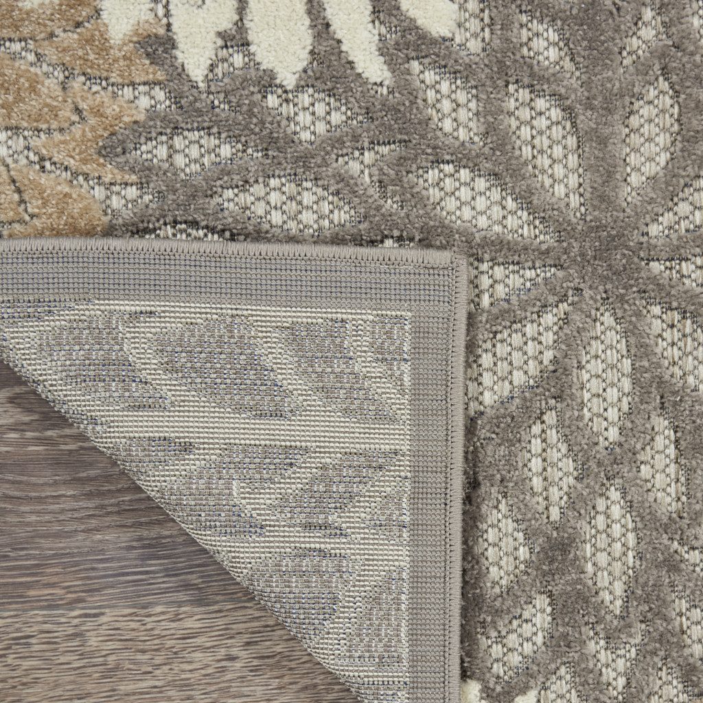 5′ X 8′ Gray and Ivory Floral Indoor-Outdoor Area Rug