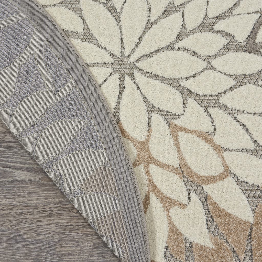 5′ Gray and Ivory Round Indoor Outdoor Area Rug