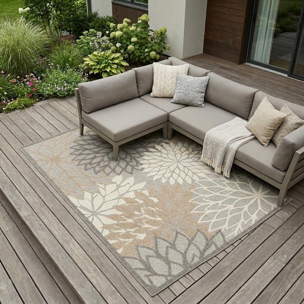 6′ X 9′ Gray and Ivory Indoor Outdoor Area Rug