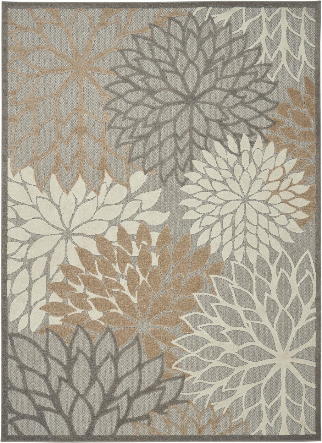 8′ X 11′ Gray And Ivory Indoor Outdoor Area Rug