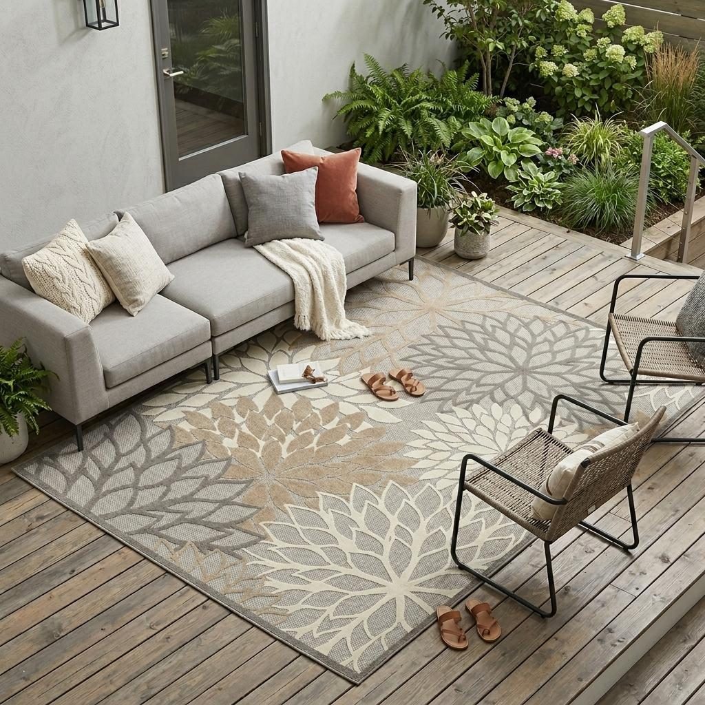 8′ X 11′ Gray And Ivory Indoor Outdoor Area Rug