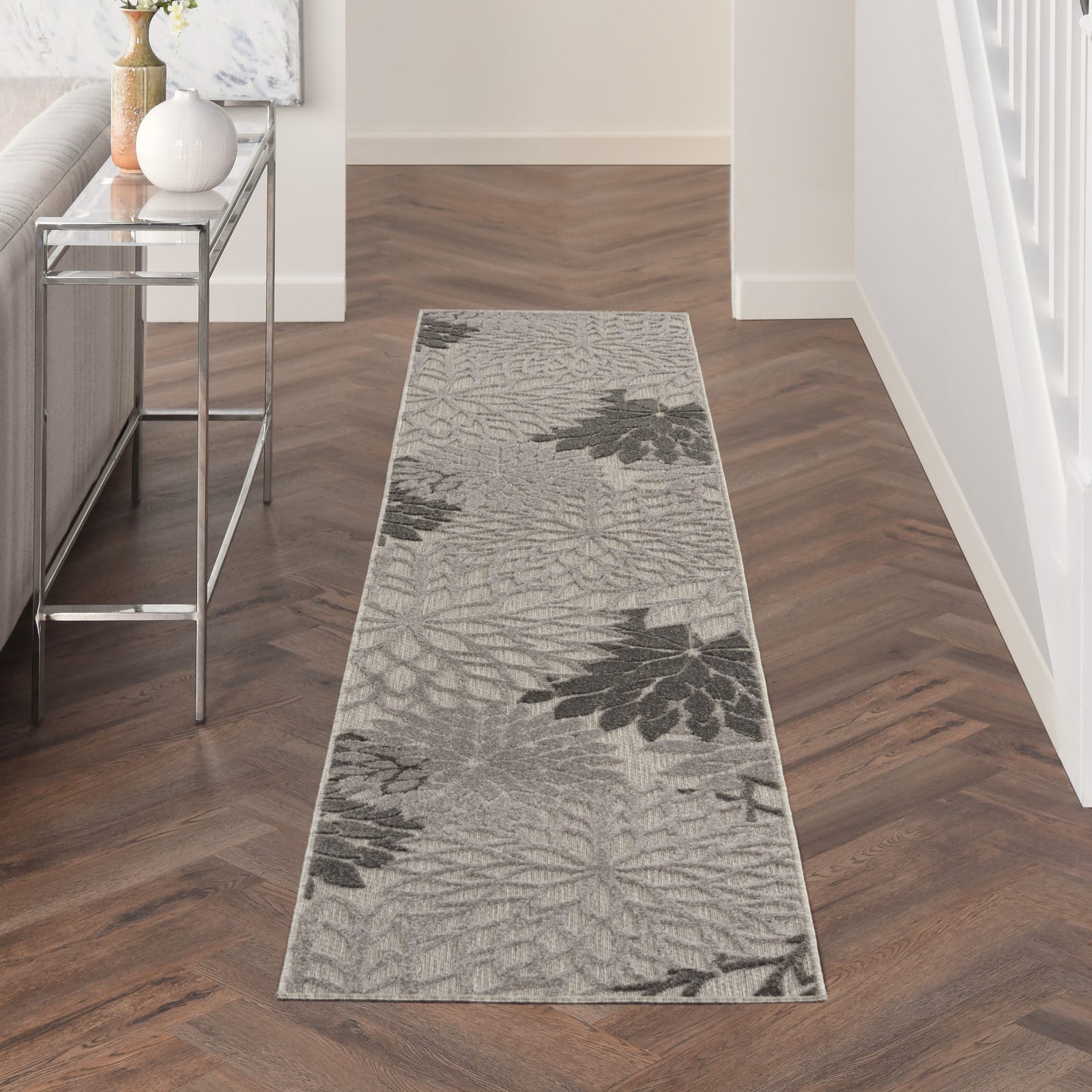 12′ Gray Indoor Outdoor Runner Rug