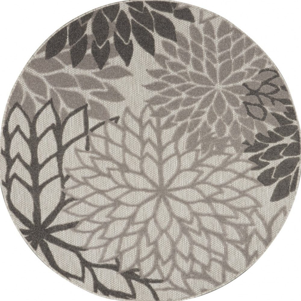 4′ Gray Indoor Outdoor Round Rug