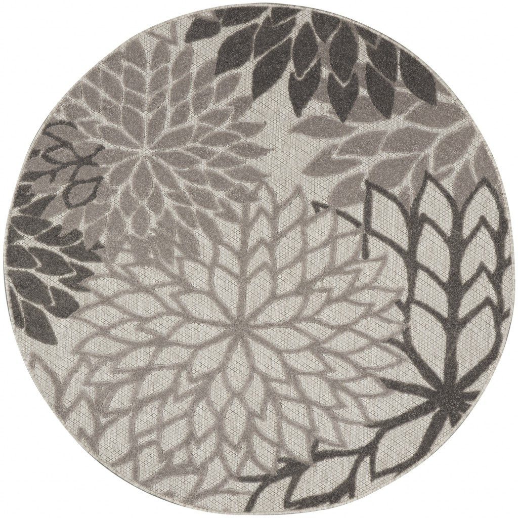 4′ Gray Indoor Outdoor Round Rug
