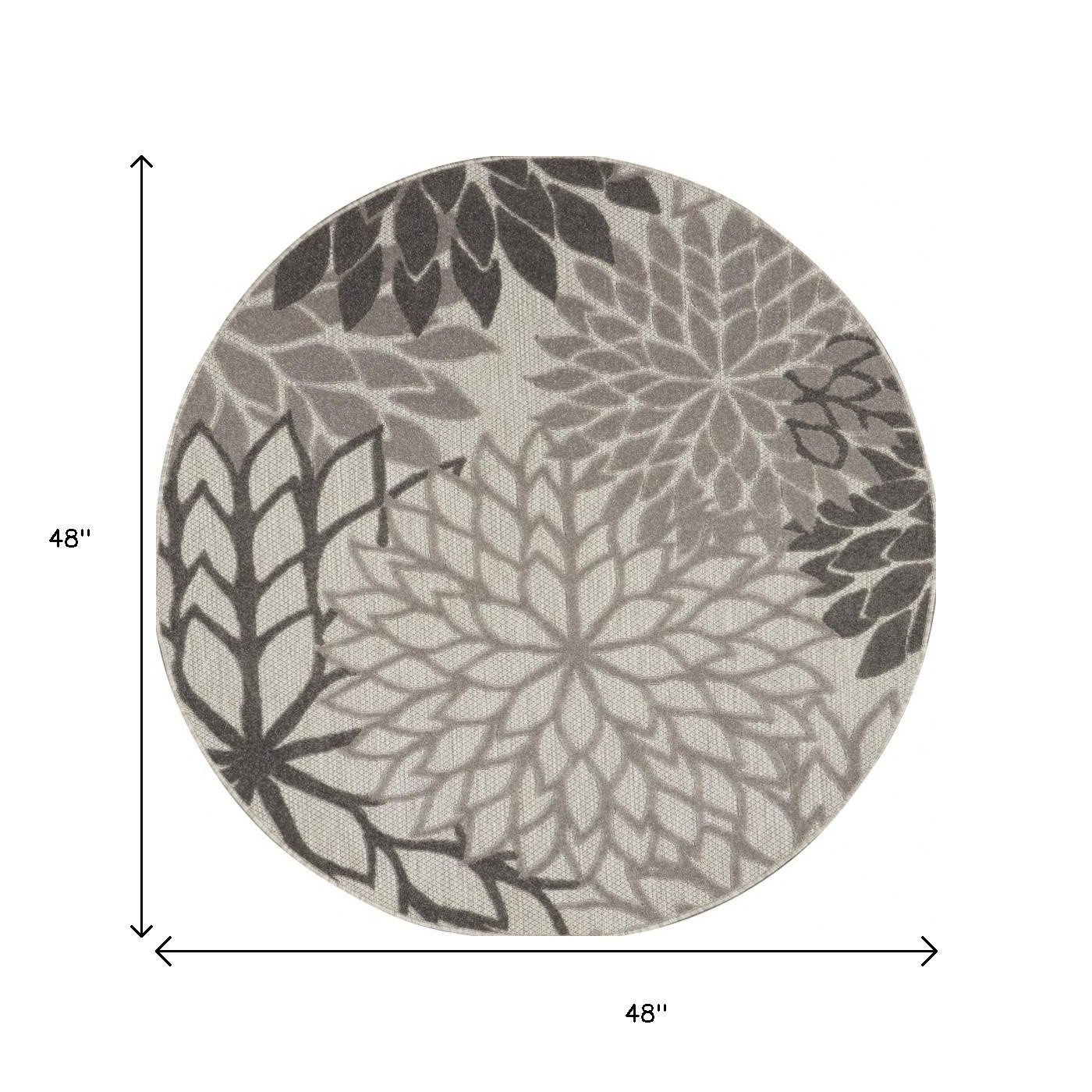 4′ Gray Indoor Outdoor Round Rug