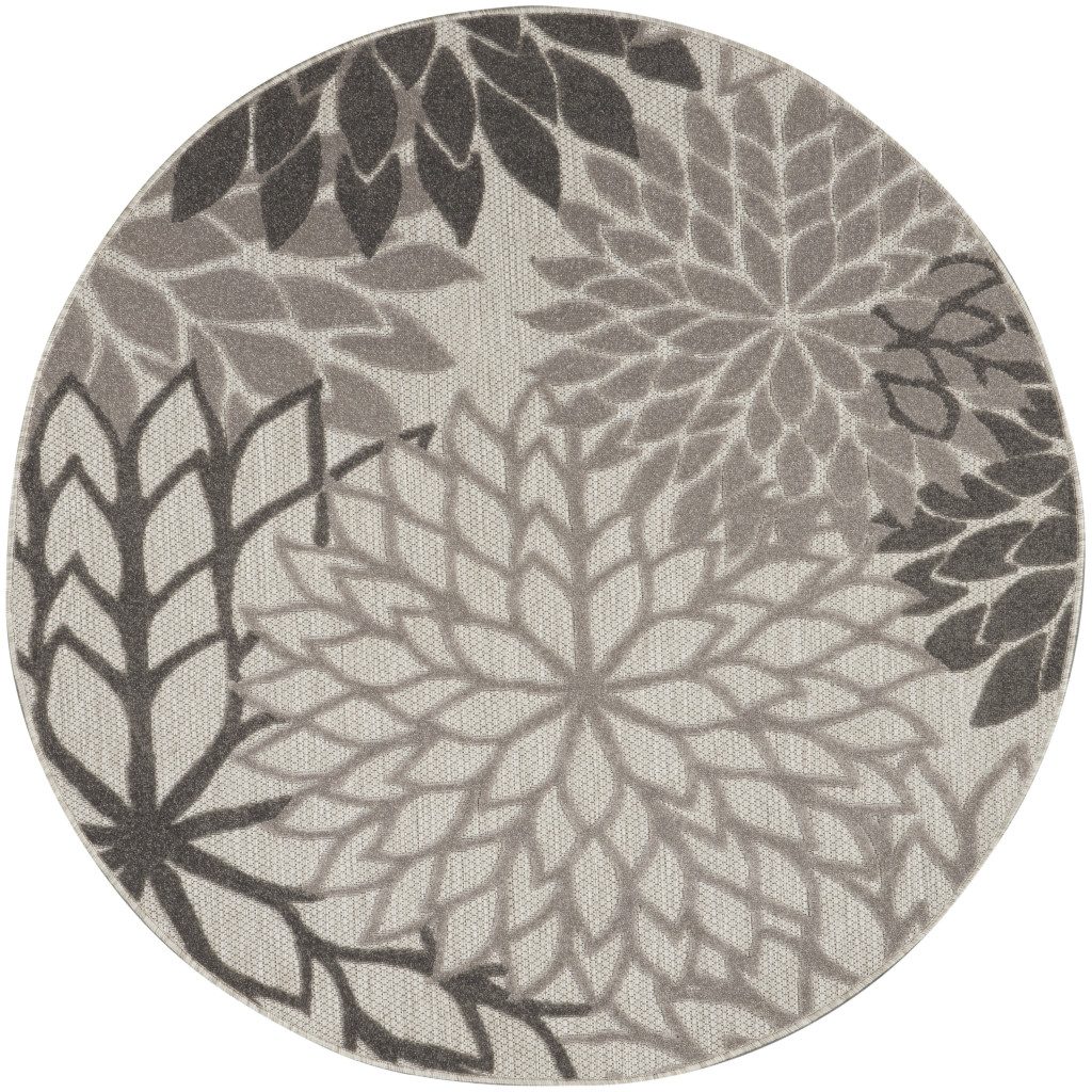 5′ Gray Indoor Outdoor Round Rug