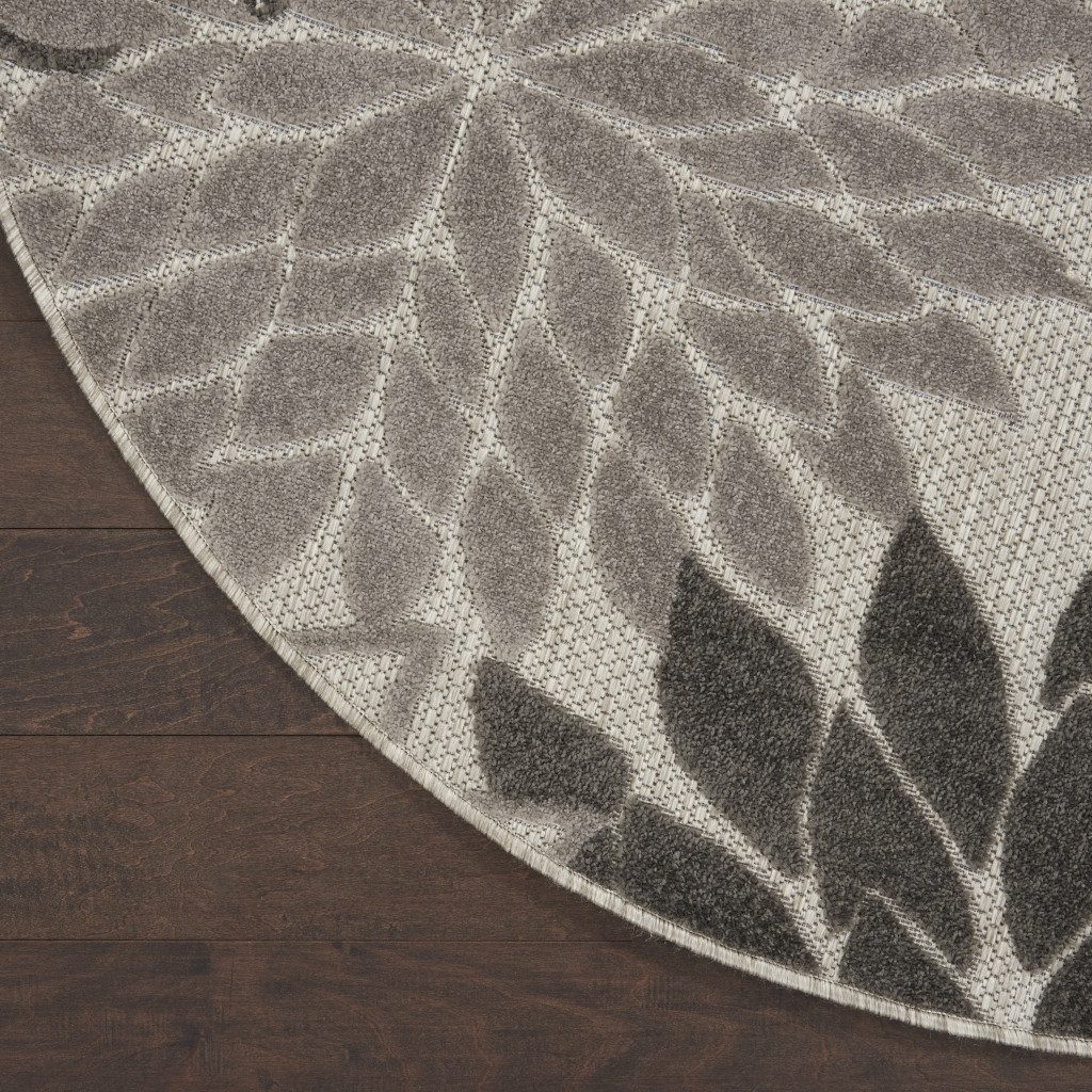 5′ Gray Indoor Outdoor Round Rug