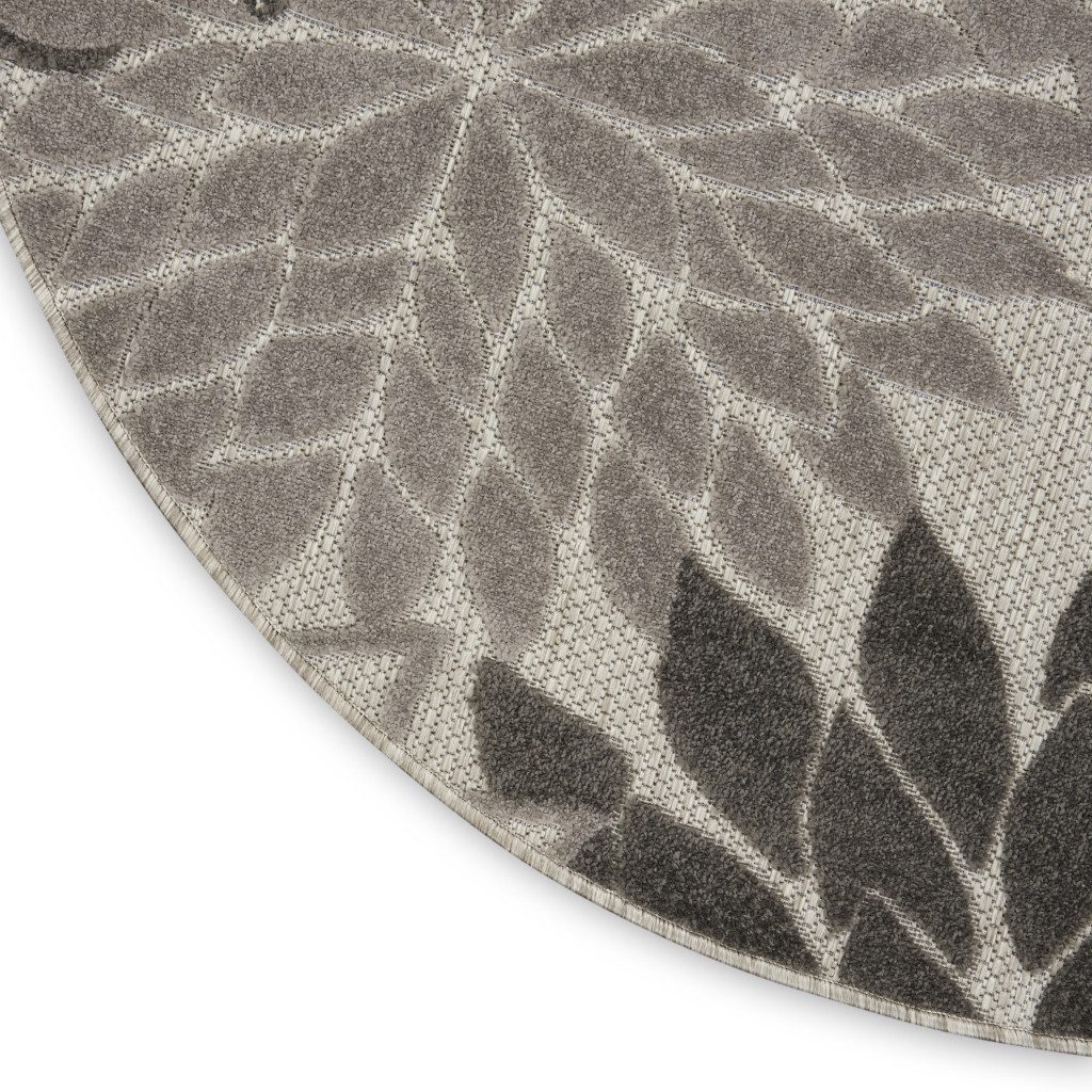 5′ Gray Indoor Outdoor Round Rug