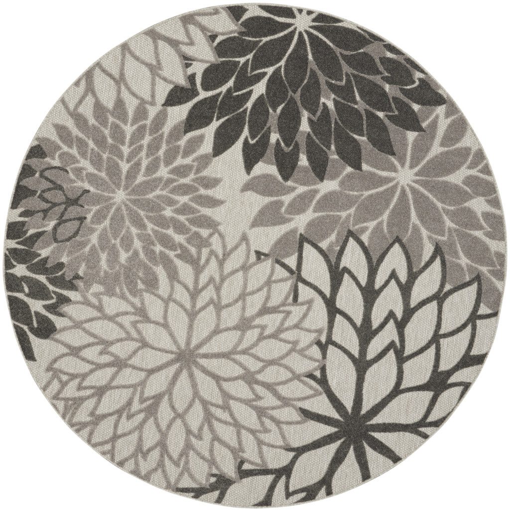 8′ Gray Indoor Outdoor Round Rug