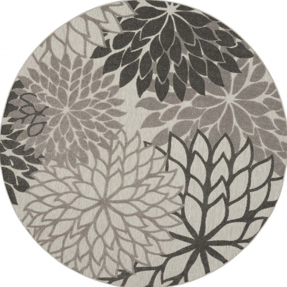 8′ Gray Indoor Outdoor Round Rug