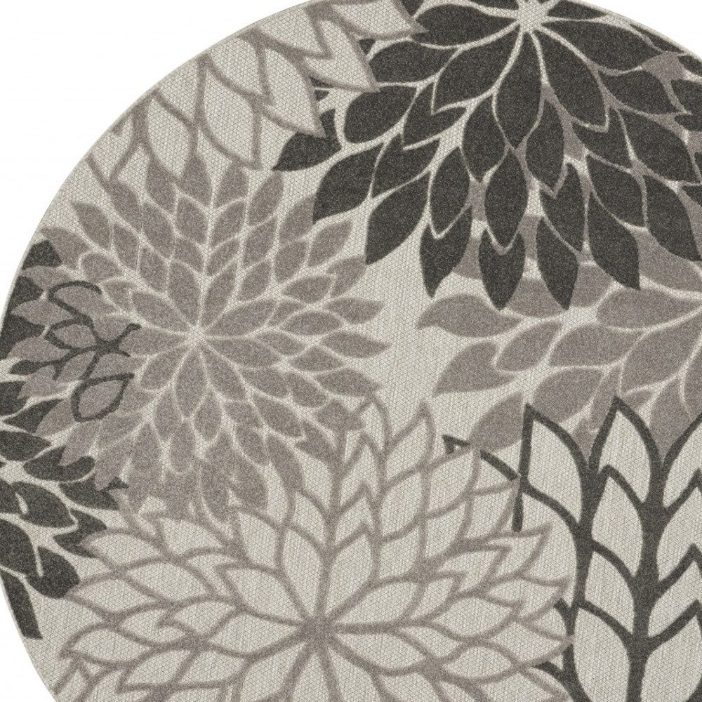 8′ Gray Indoor Outdoor Round Rug
