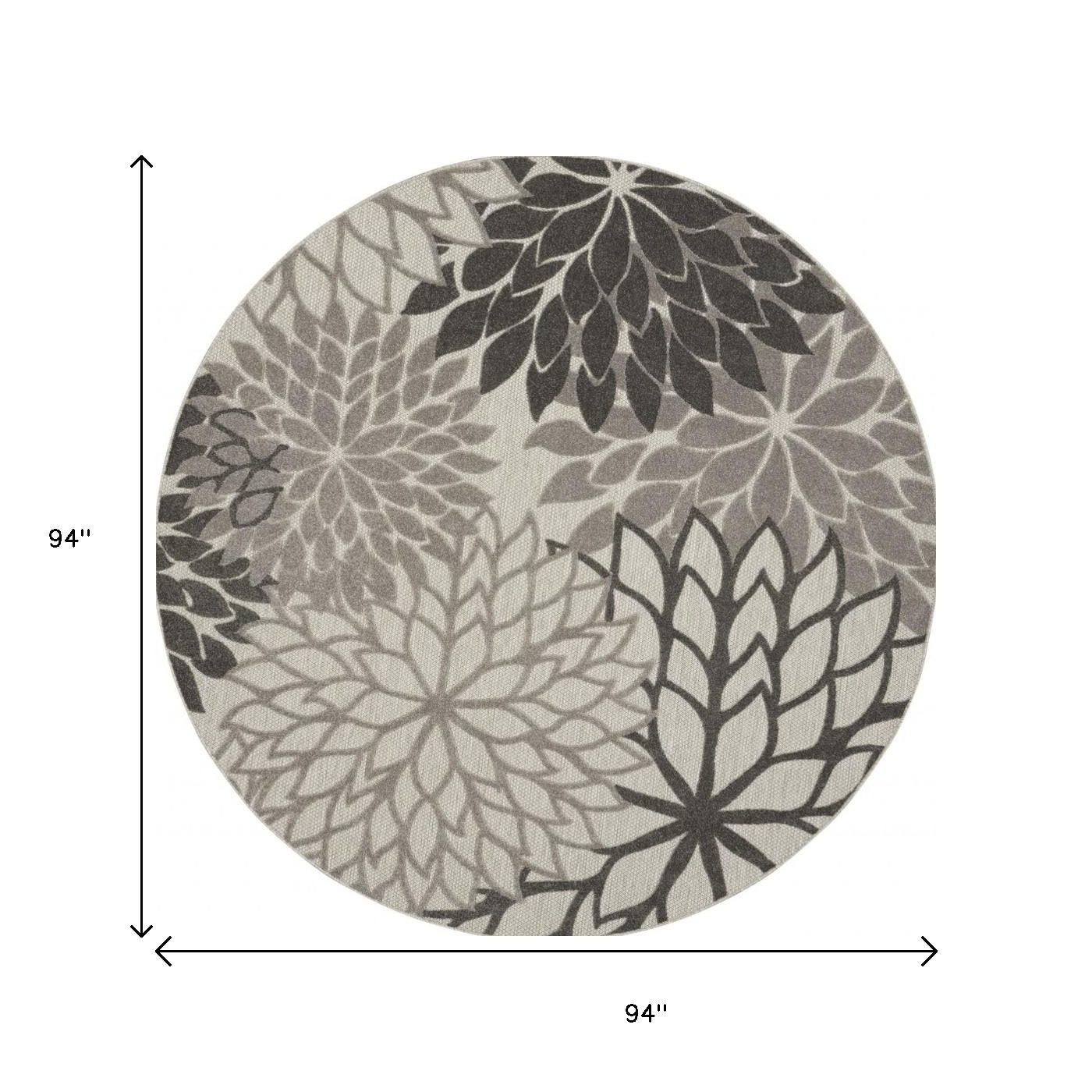 8′ Gray Indoor Outdoor Round Rug