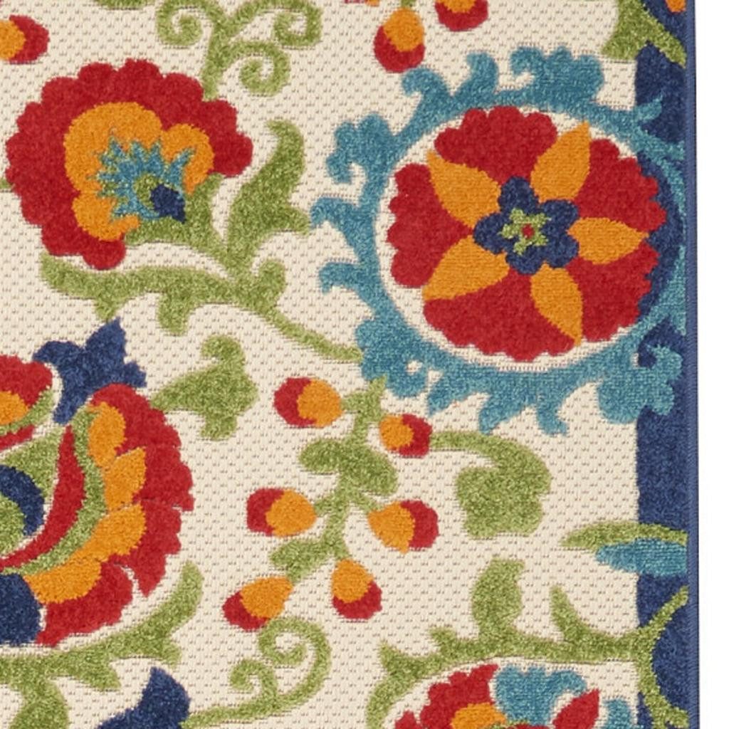 10′ Green and Ivory Indoor Outdoor Area Rug