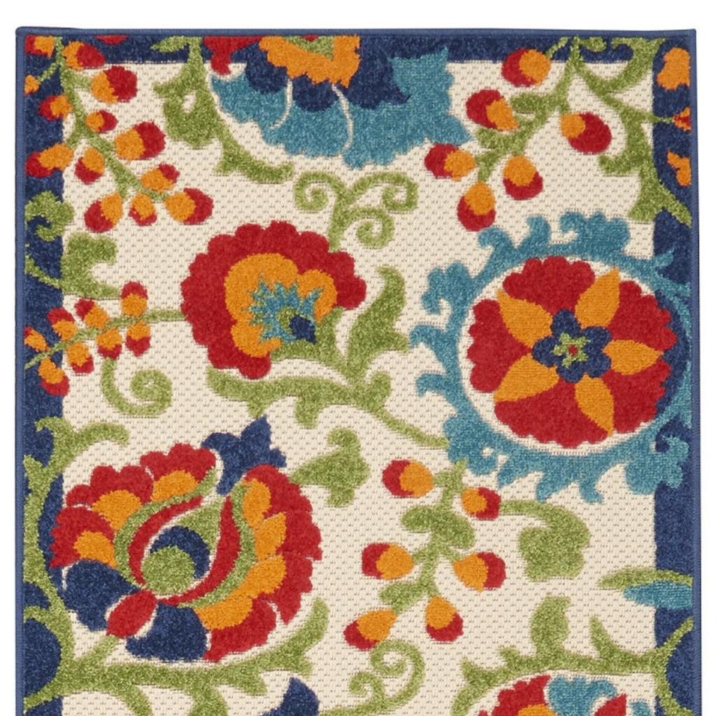 10′ Green and Ivory Indoor Outdoor Area Rug
