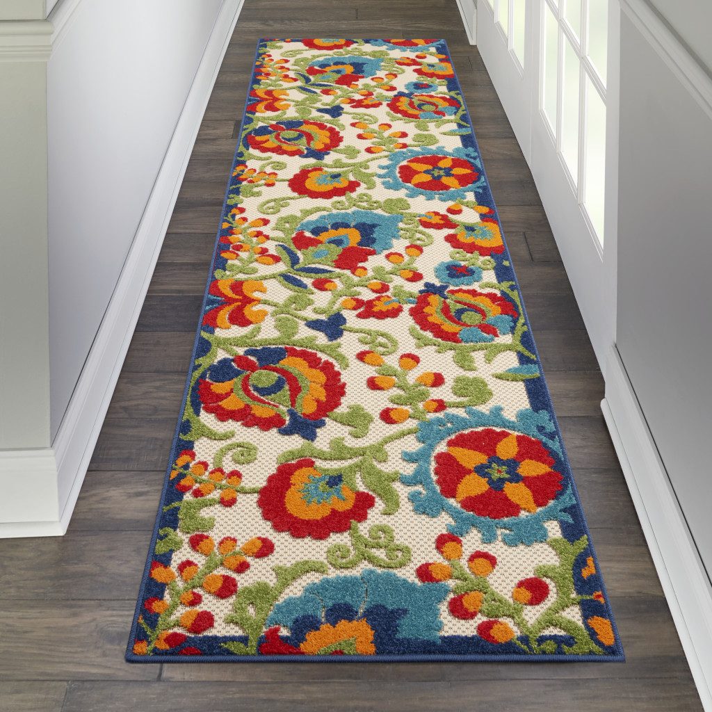 8′ Green And Ivory Indoor Outdoor Area Rug
