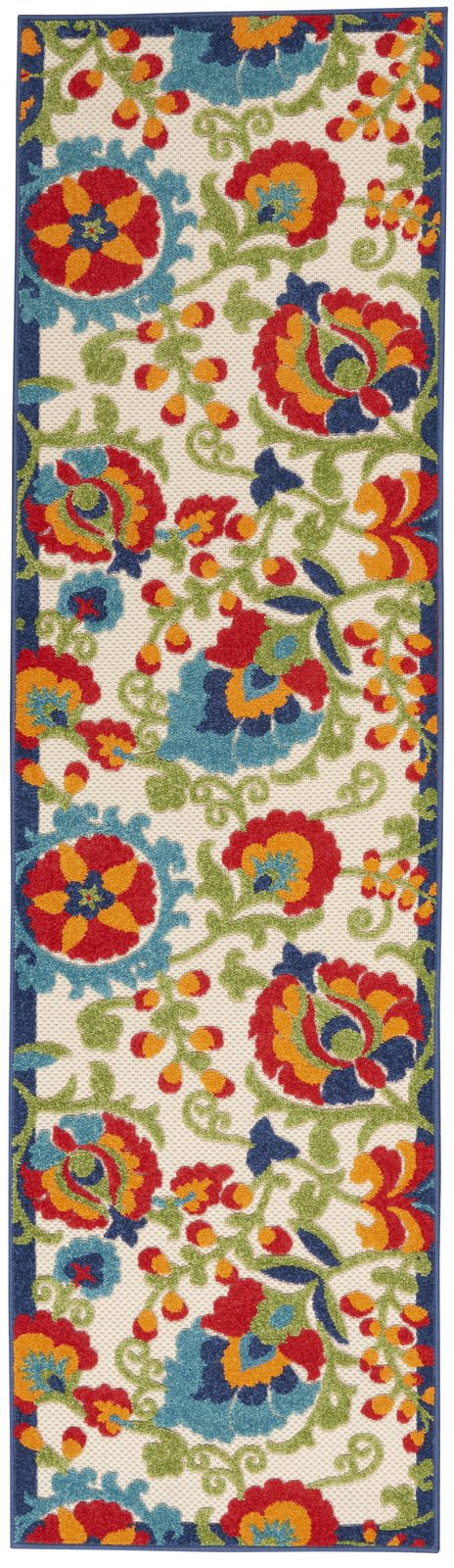 8′ Green And Ivory Indoor Outdoor Area Rug