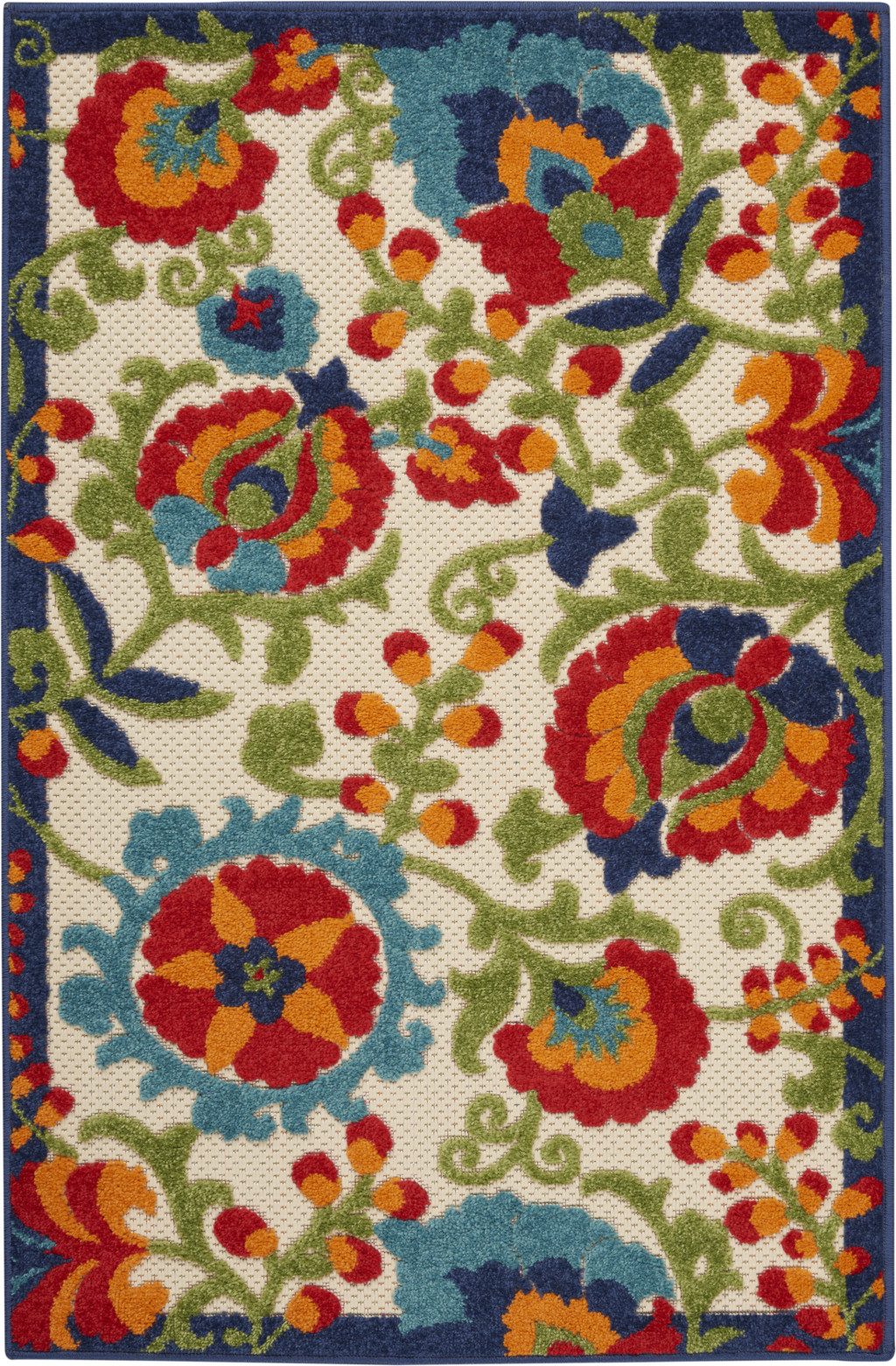 3′ X 4′ Green and Ivory Indoor-Outdoor Area Rug II