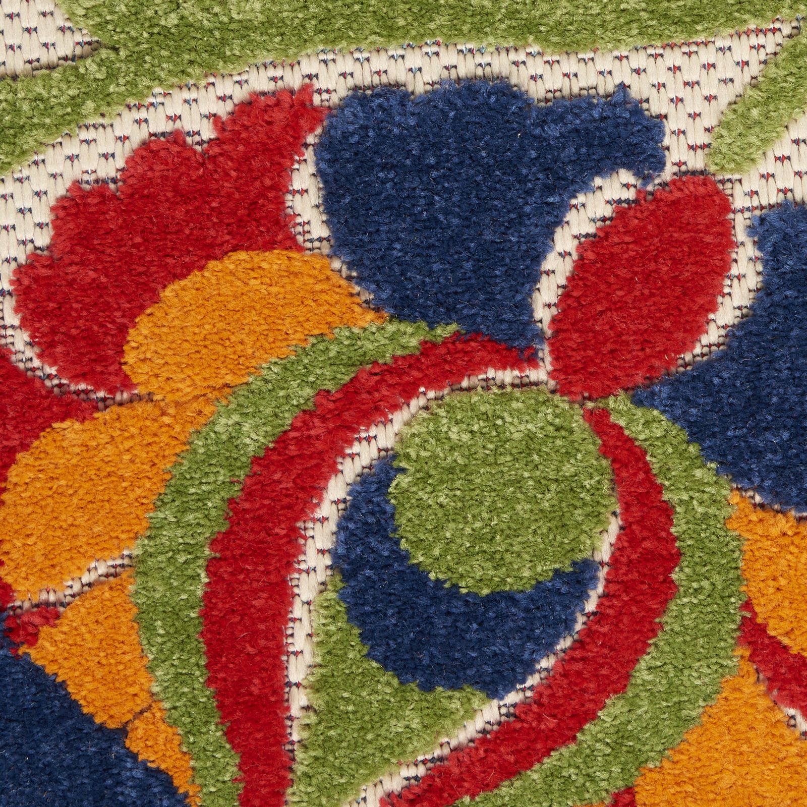 4′ Green and Ivory Indoor Outdoor Round Rug