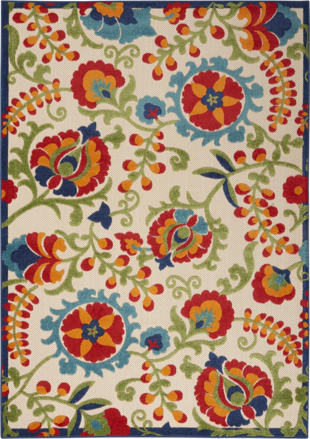 6′ X 9′ Green and Ivory Indoor Outdoor Area Rug