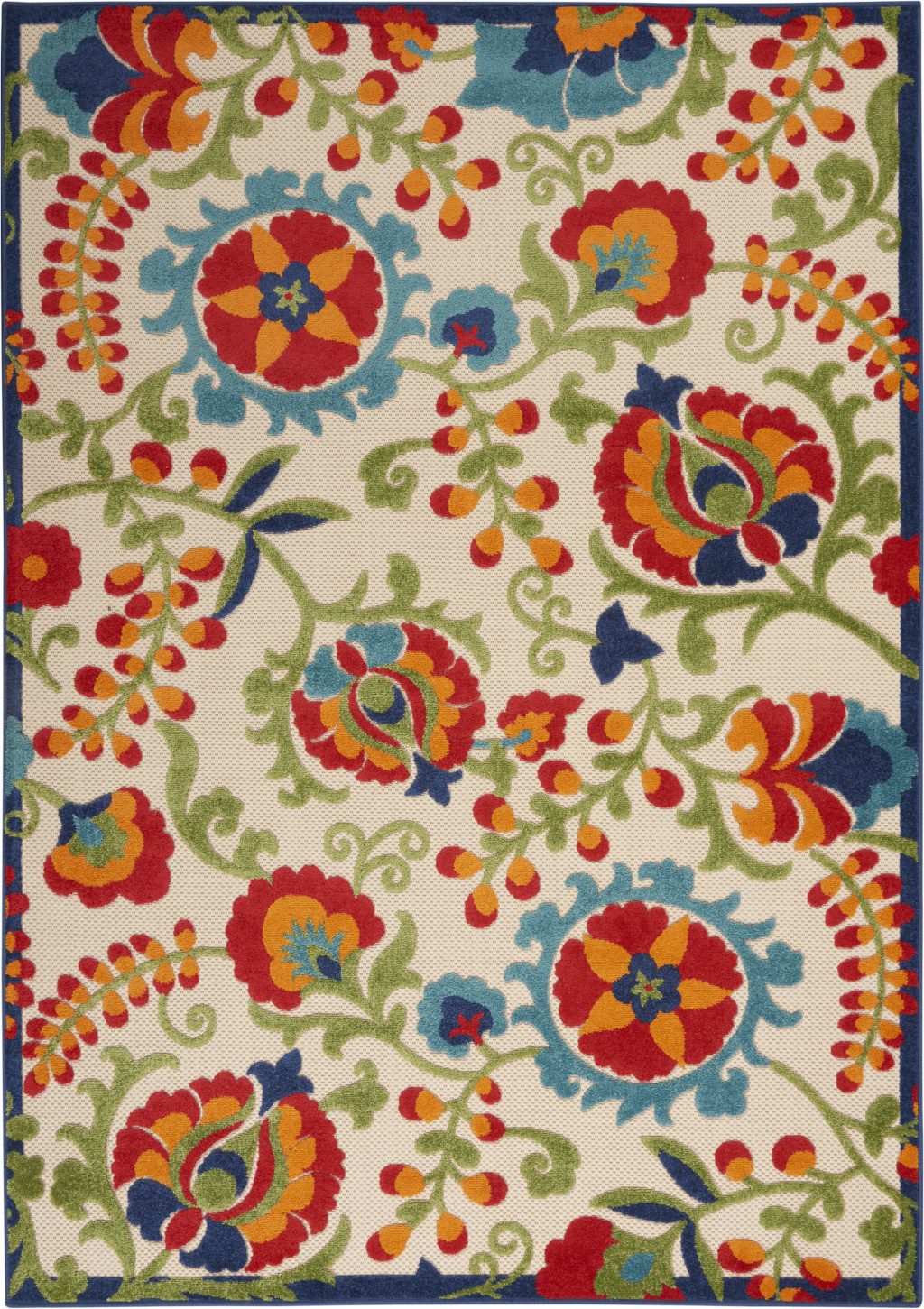 6′ X 9′ Green and Ivory Indoor Outdoor Area Rug