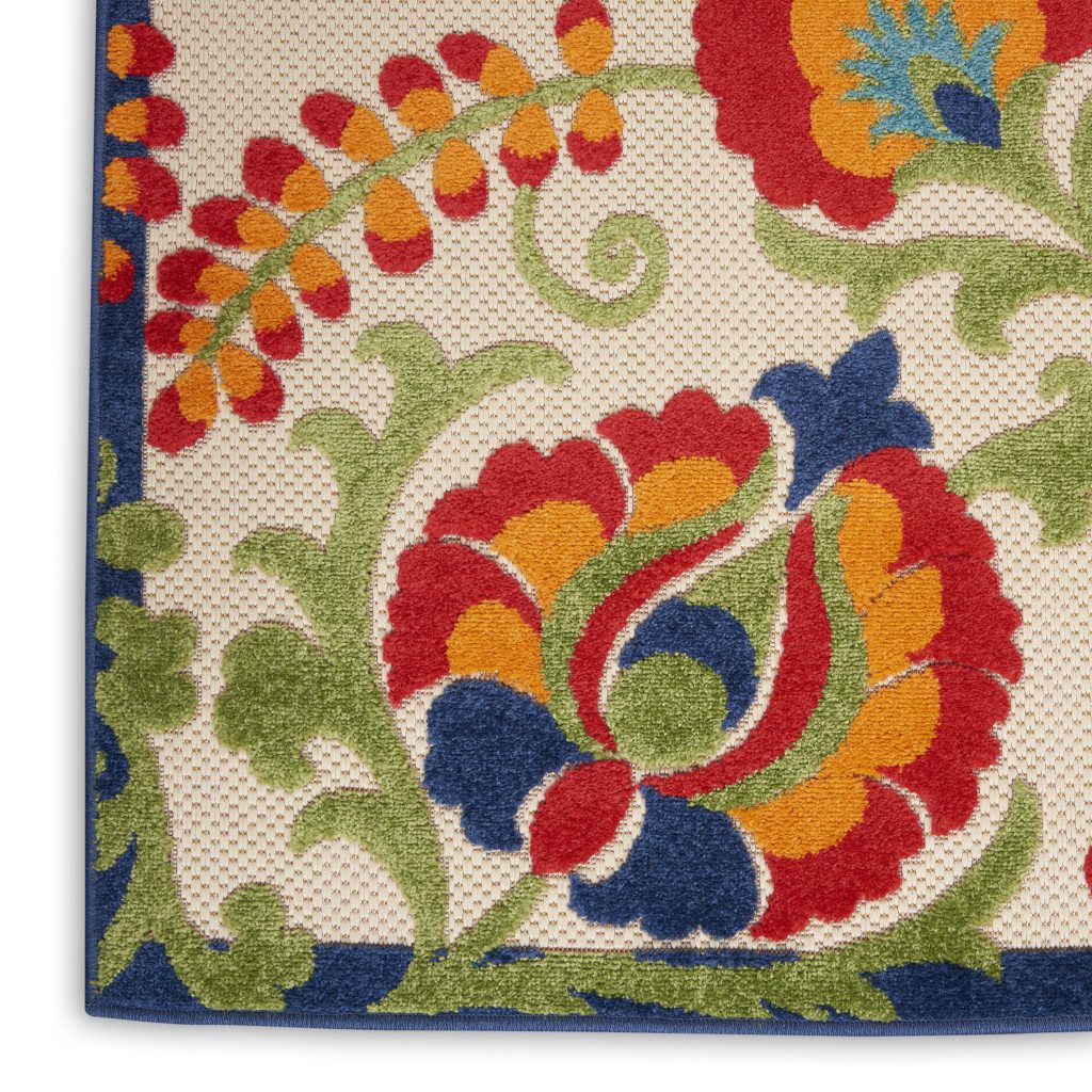 7′ X 10′ Green and Ivory Indoor Outdoor Area Rug