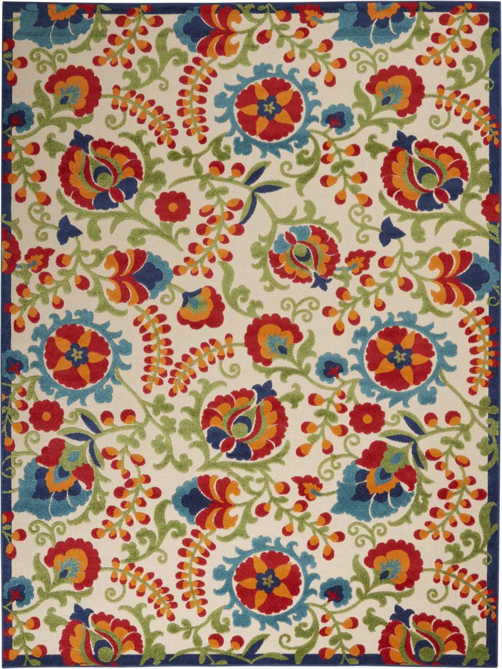 8′ X 11′ Green and Ivory Indoor Outdoor Area Rug
