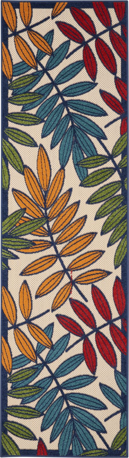 6′ Ivory And Blue Floral Indoor Outdoor Area Rug