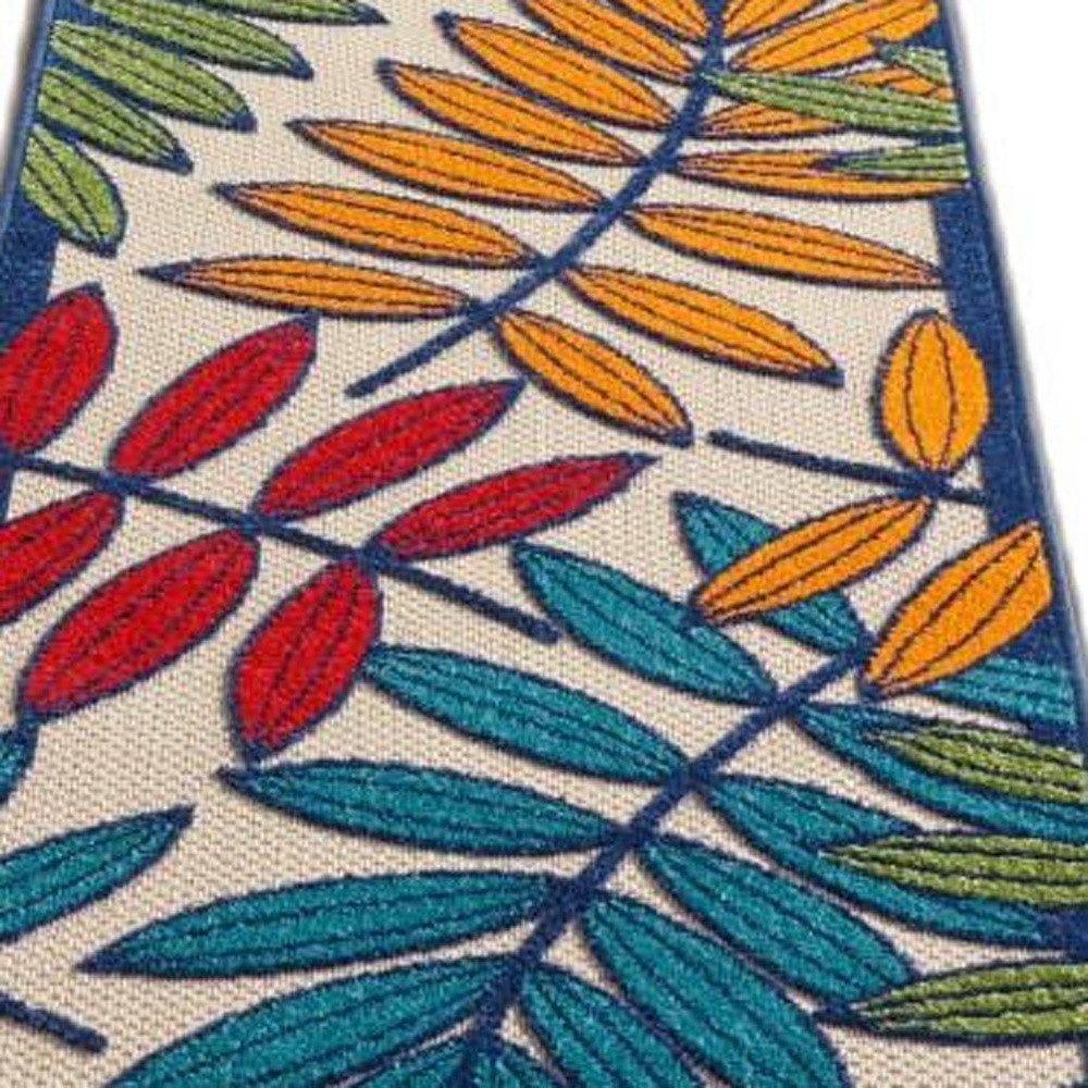 6′ Ivory And Blue Floral Indoor Outdoor Area Rug