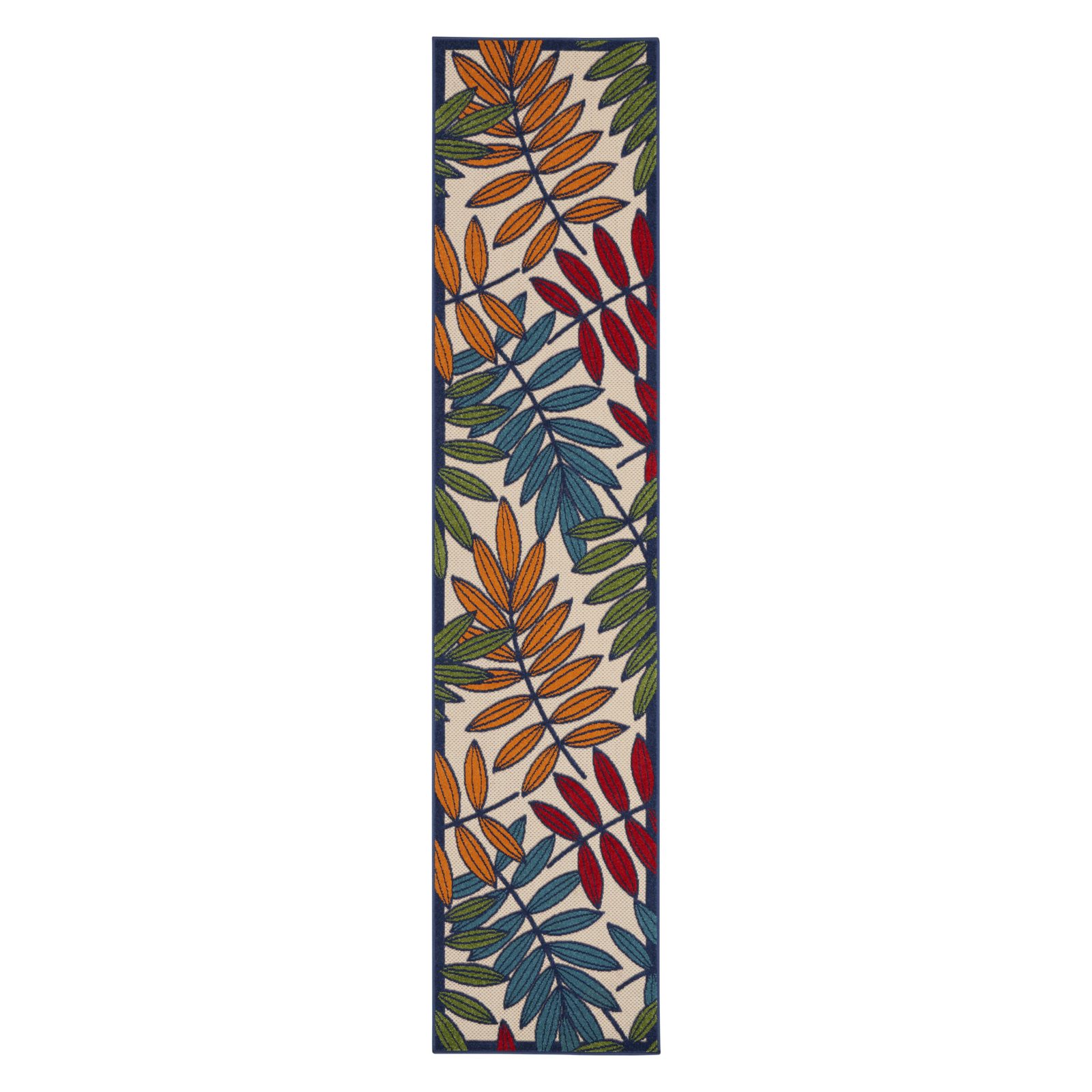 10′ Ivory And Blue Floral Indoor Outdoor Area Rug