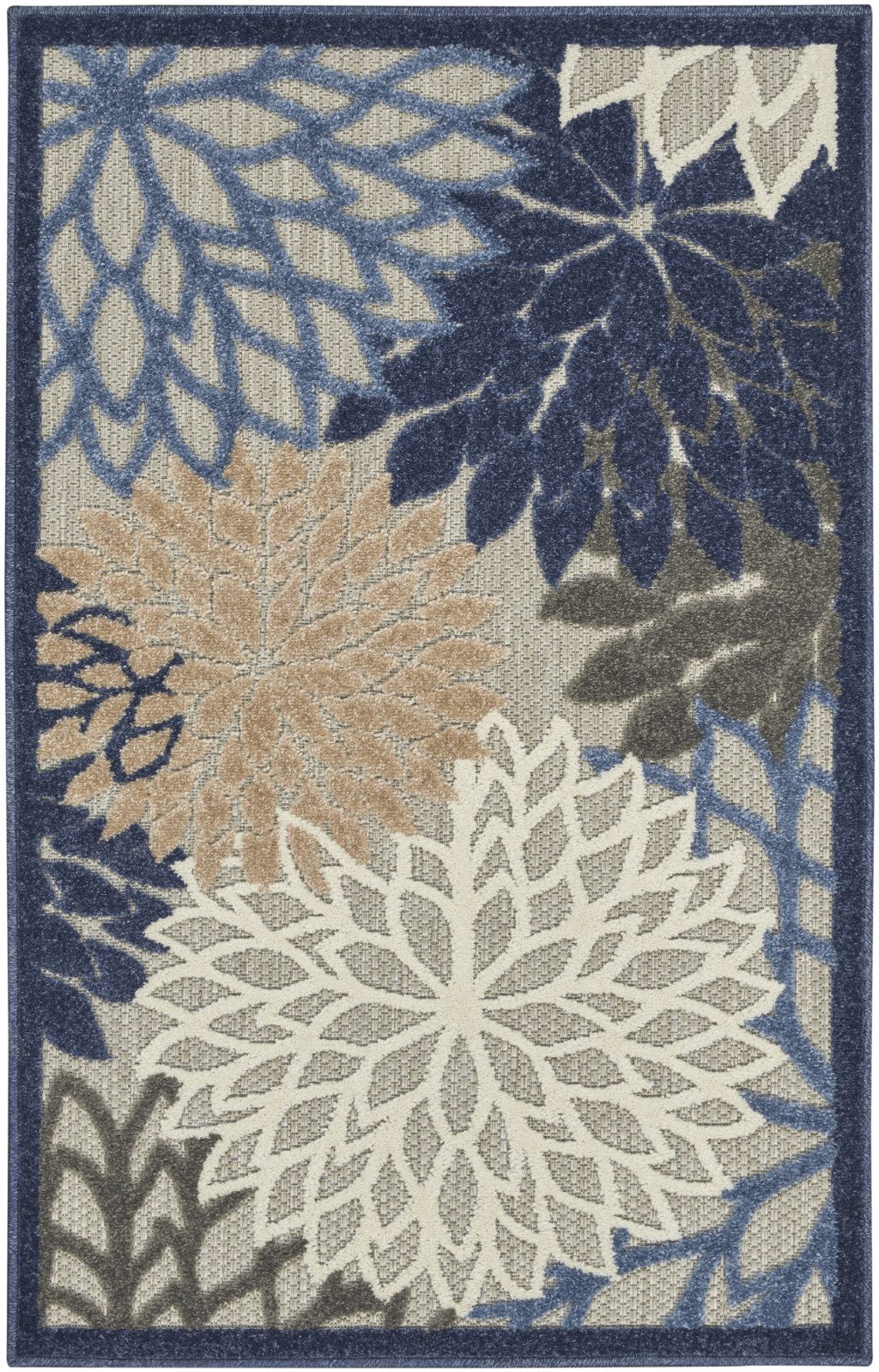 3′ X 4′ Blue and Gray Indoor-Outdoor Area Rug II
