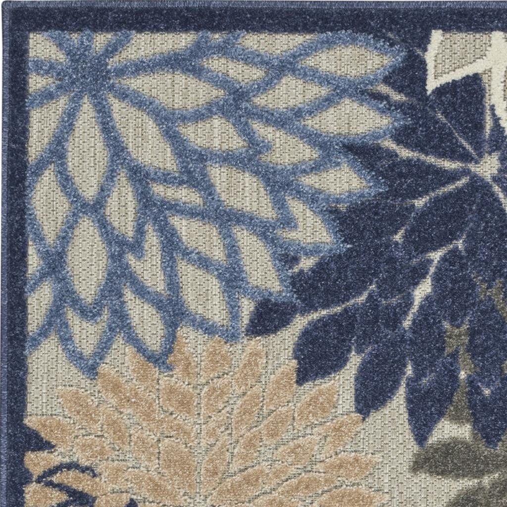 3′ X 4′ Blue and Gray Indoor-Outdoor Area Rug II