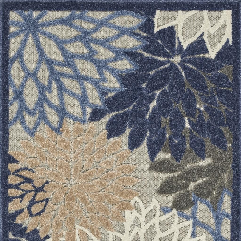 3′ X 4′ Blue and Gray Indoor-Outdoor Area Rug II