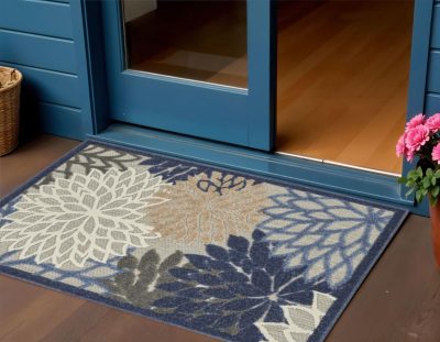 3′ × 4′ Blue and Gray Indoor-Outdoor Area Rug II