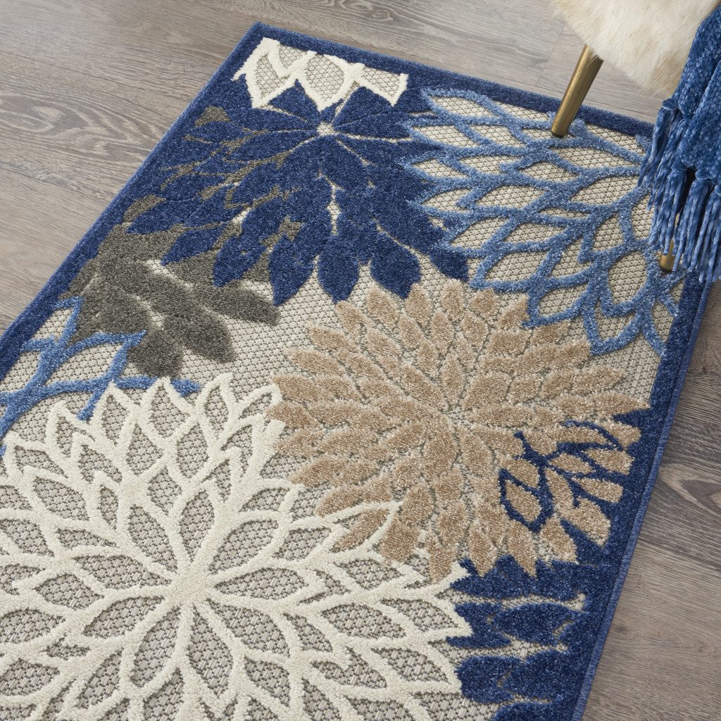 3′ X 4′ Blue and Gray Indoor-Outdoor Area Rug II