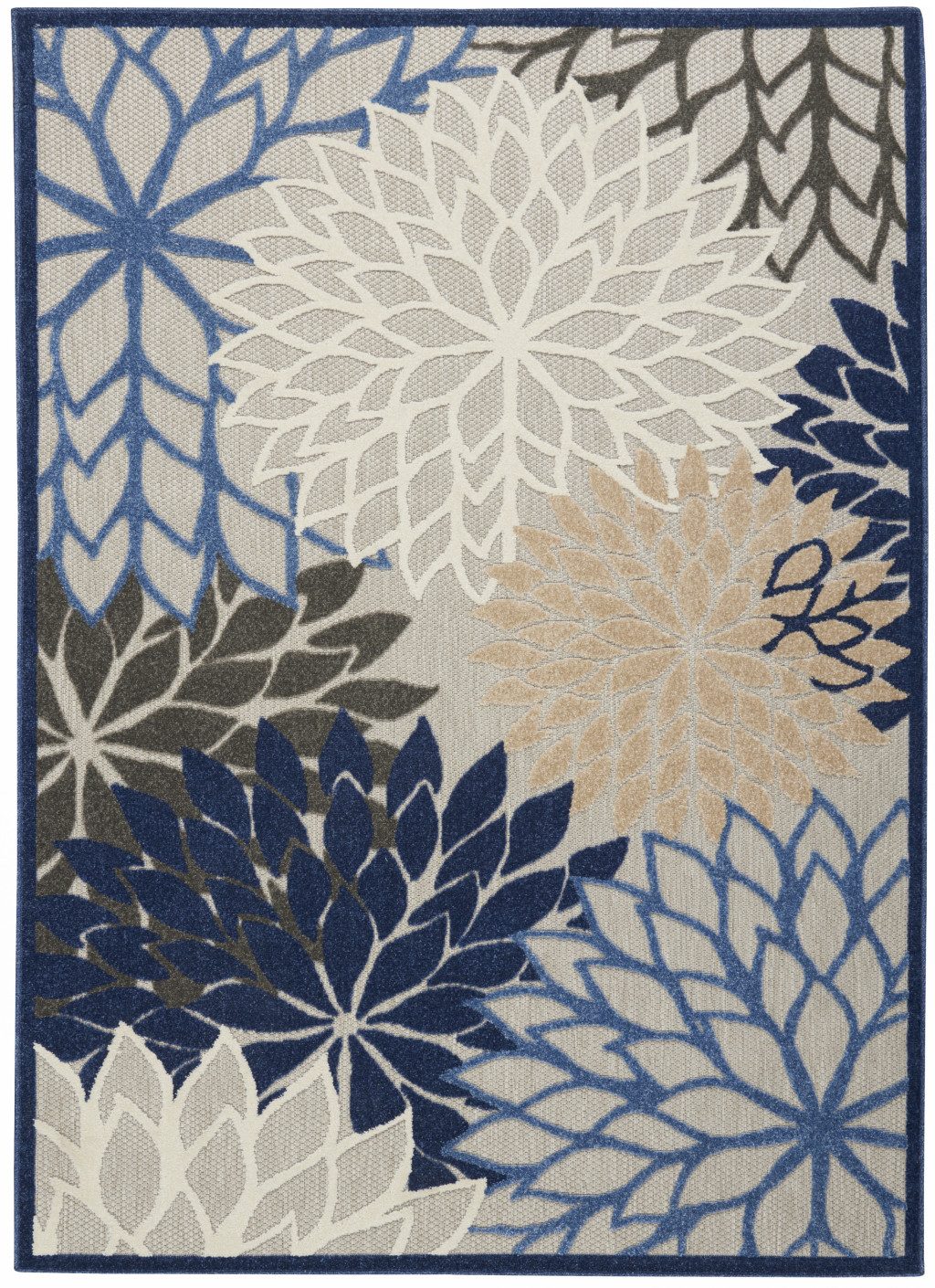 4′ X 6′ Blue and Gray Indoor Outdoor Area Rug