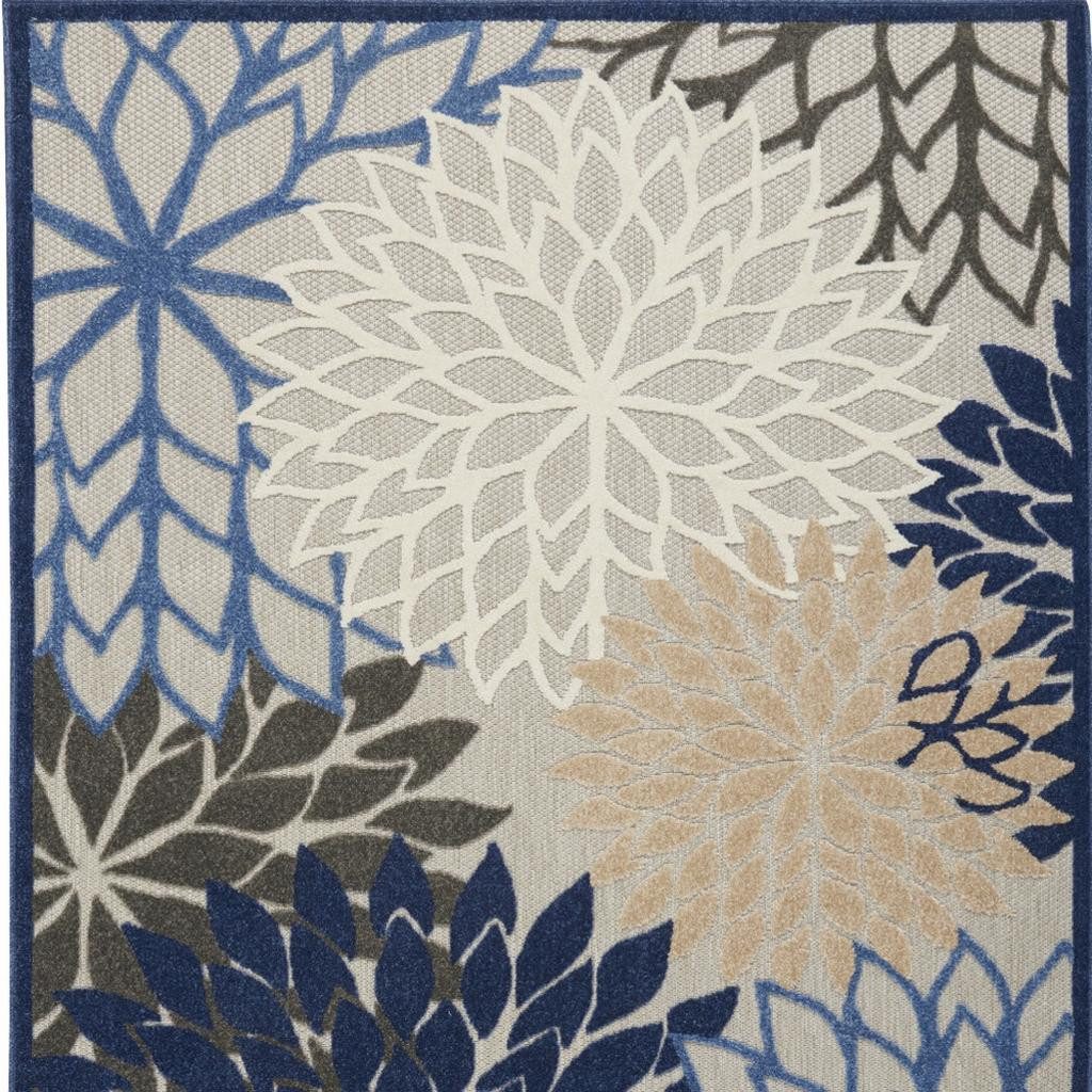 4′ X 6′ Blue and Gray Indoor Outdoor Area Rug