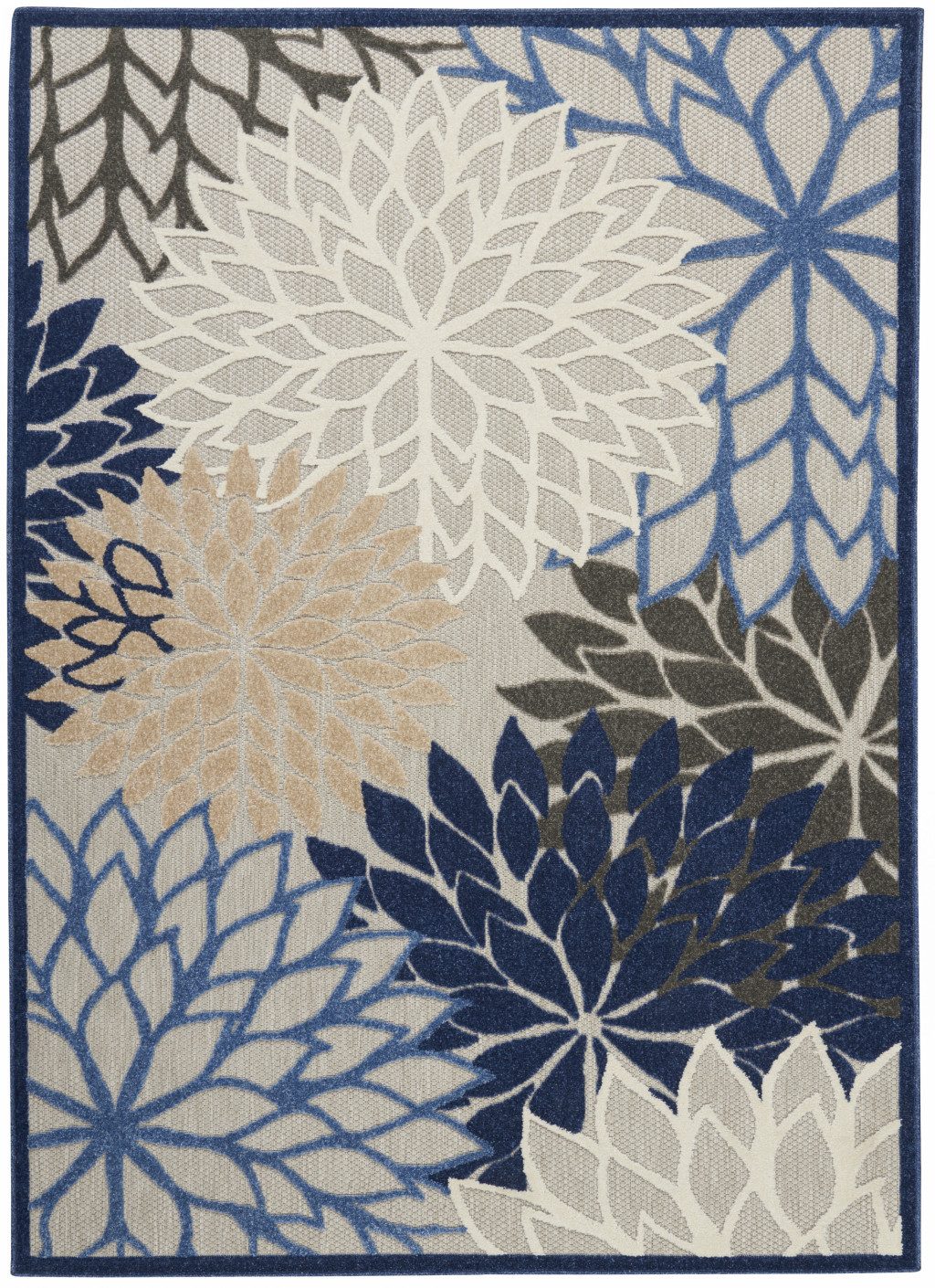4′ X 6′ Blue and Gray Indoor Outdoor Area Rug