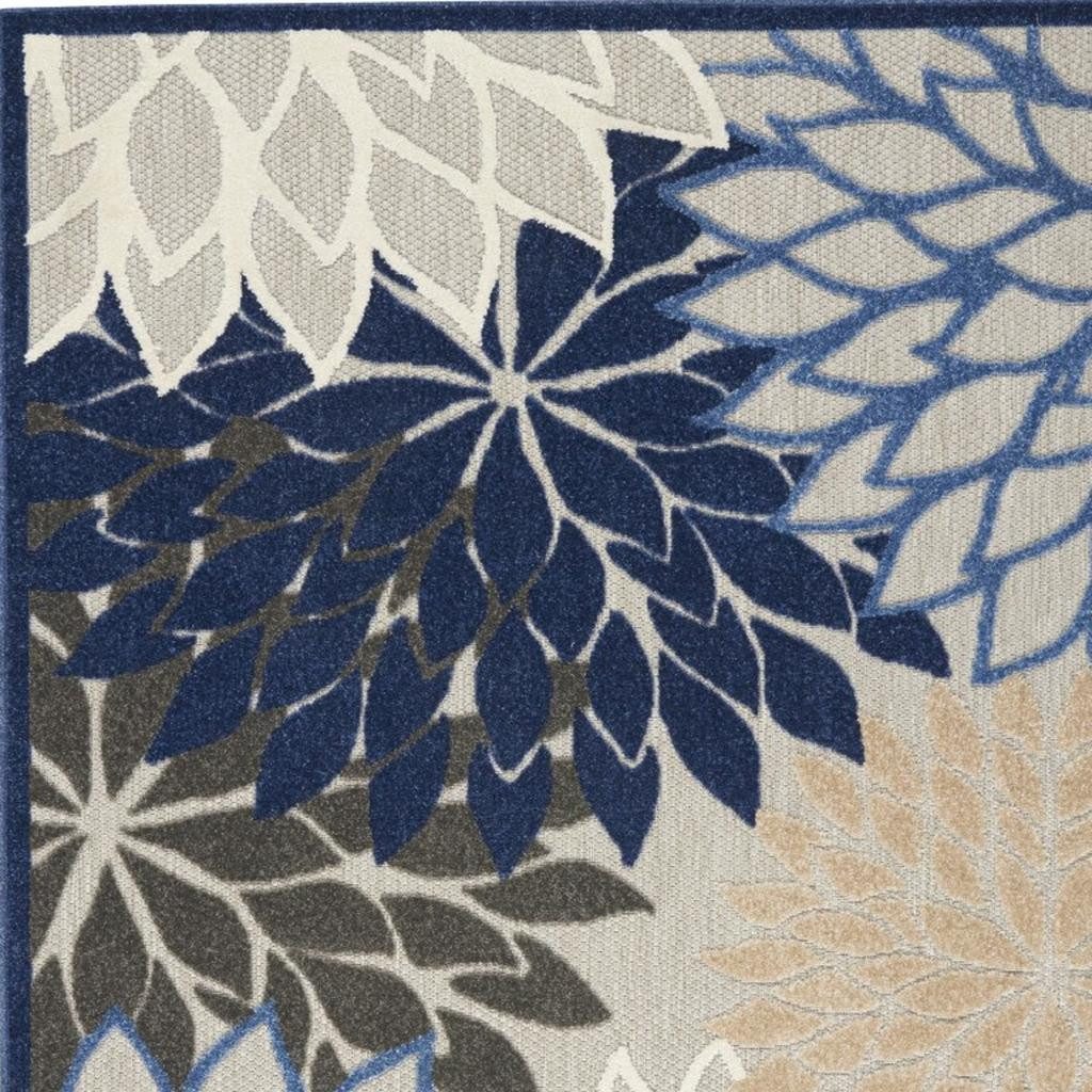 5′ X 8′ Blue and Gray Floral Area Rug III