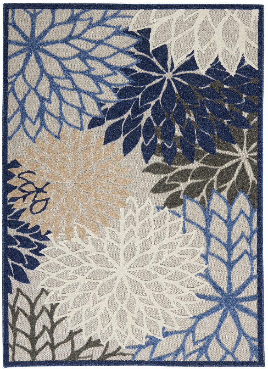 5′ X 8′ Blue and Gray Floral Area Rug III
