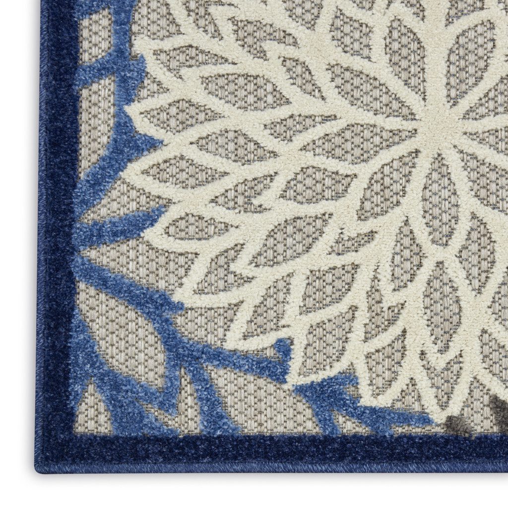 5′ X 8′ Blue and Gray Floral Area Rug III