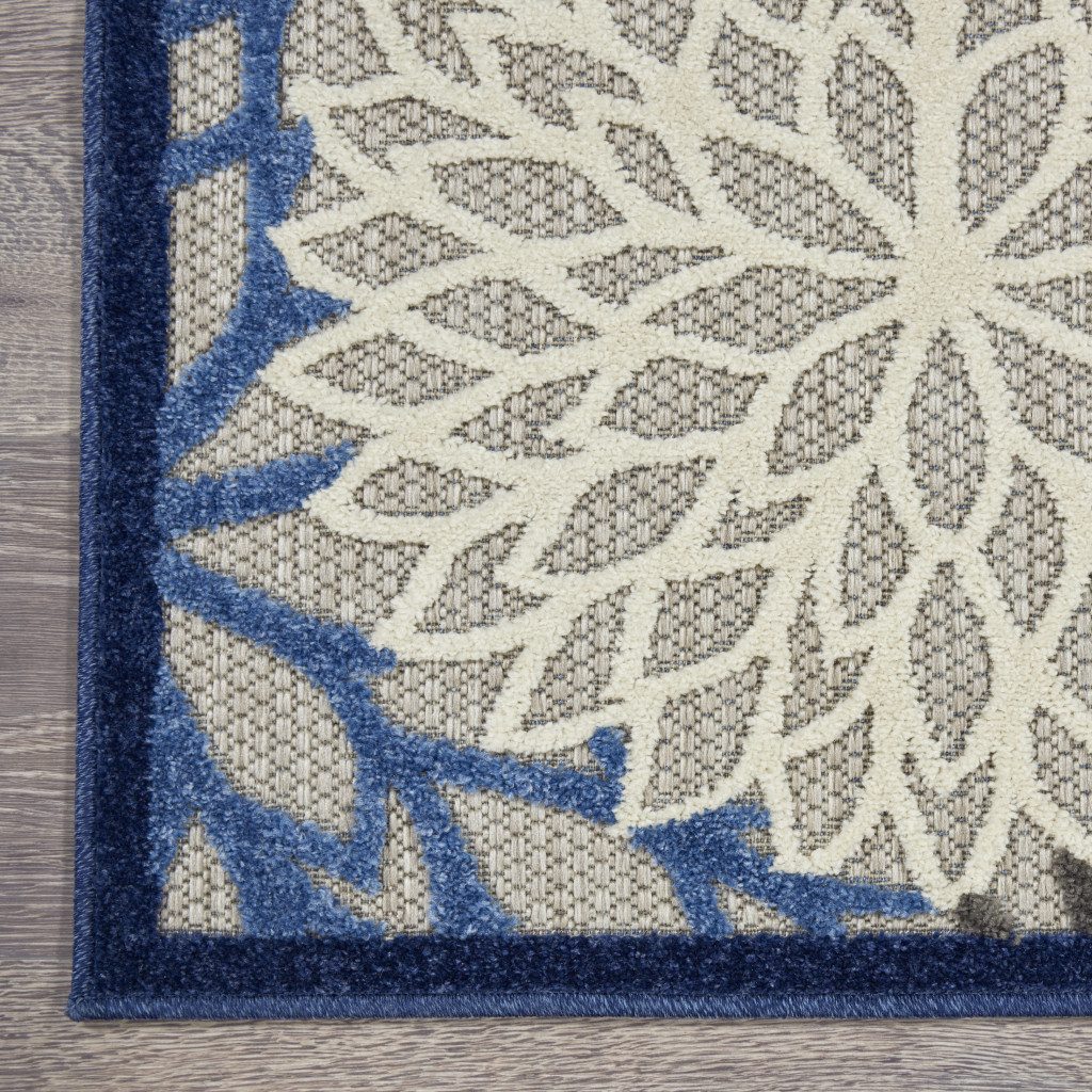 5′ X 8′ Blue and Gray Floral Area Rug III