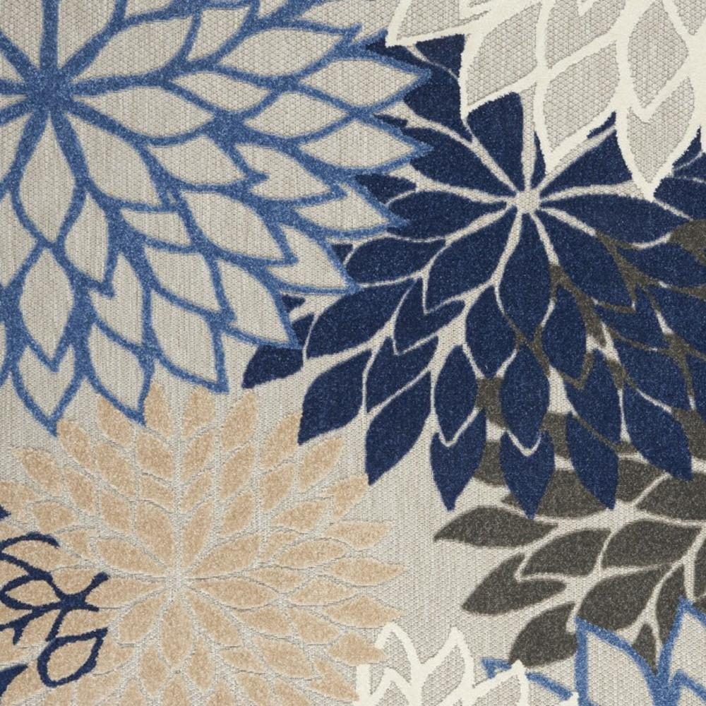 5′ X 8′ Blue and Gray Floral Area Rug III