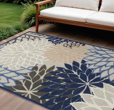 6′ X 9′ Blue and Gray Indoor-Outdoor Area Rug II