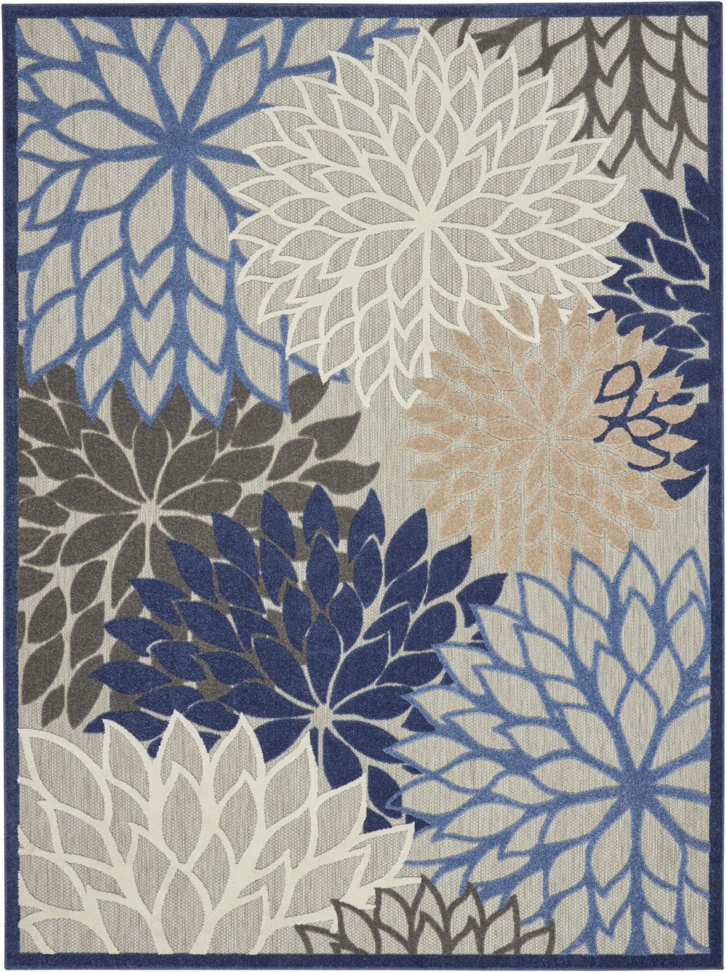 8′ X 11′ Blue And Gray Indoor-Outdoor Area Rug III