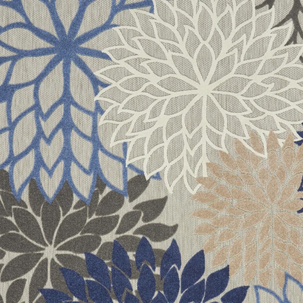 8′ X 11′ Blue And Gray Indoor-Outdoor Area Rug III